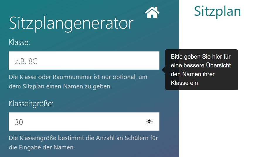 Klasse und Namen eingeben