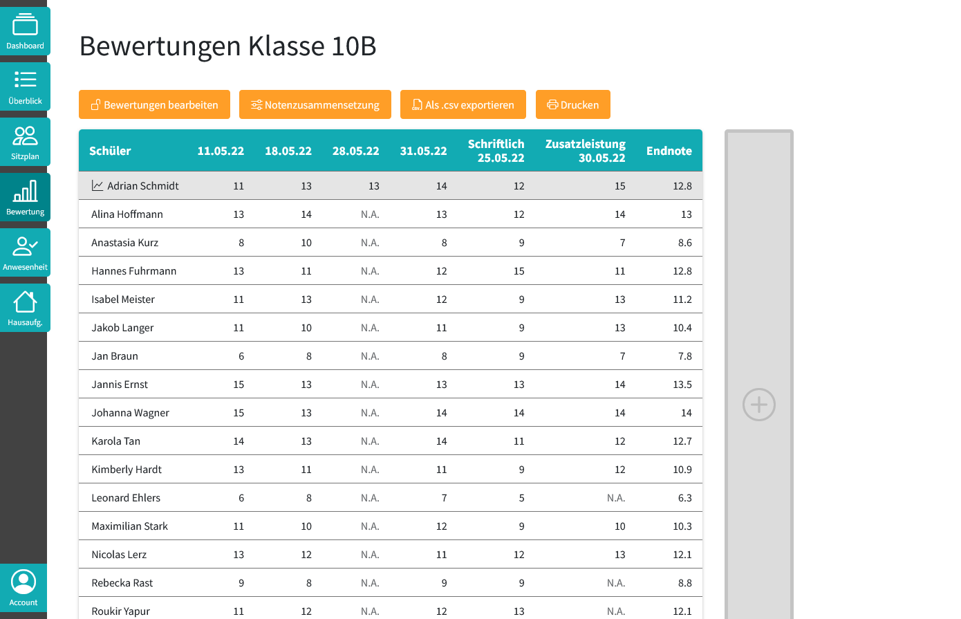 Preview der Clamana App (Tool für Lehrer)