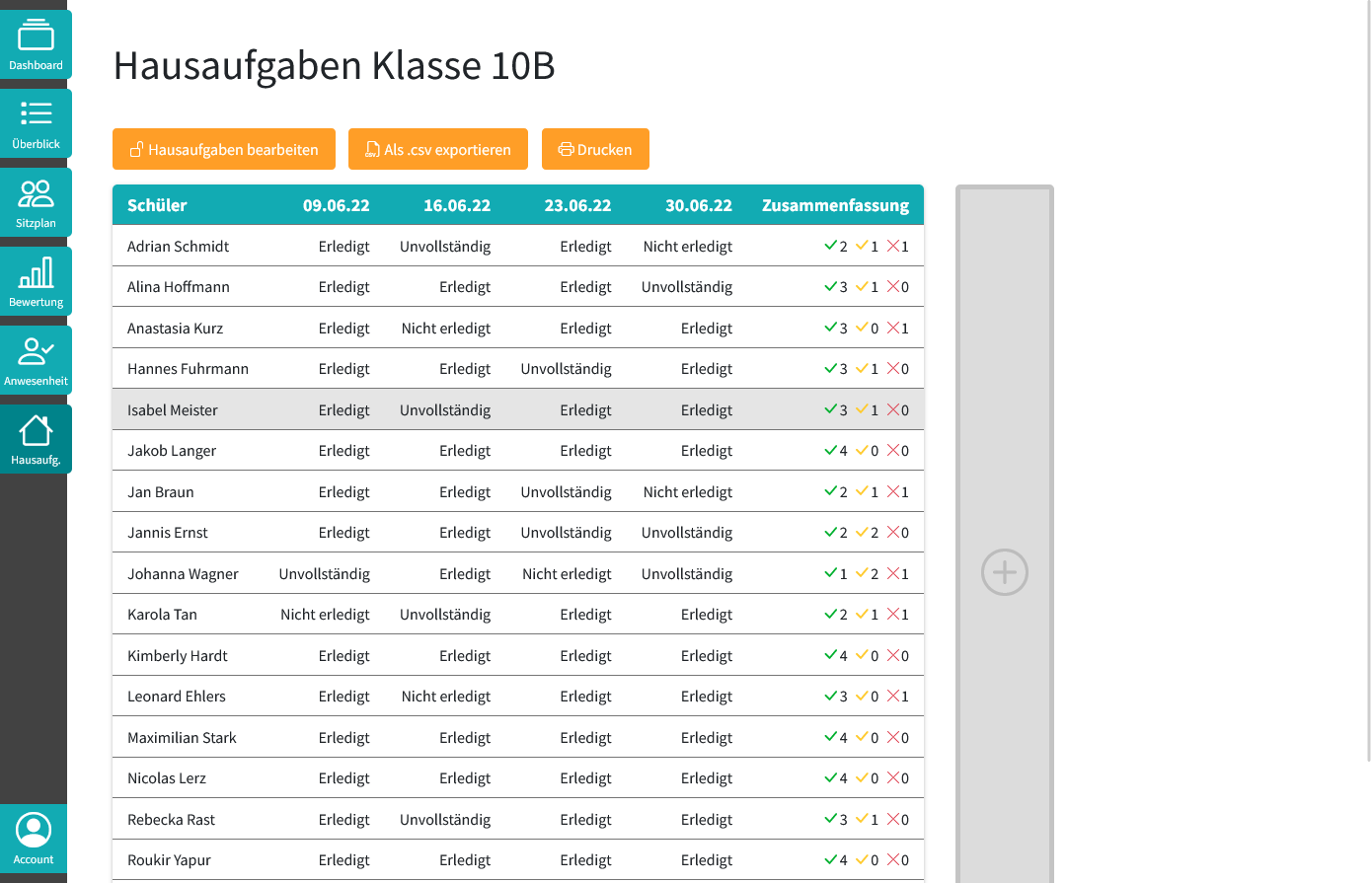 Preview der Clamana App (Tool für Lehrer)