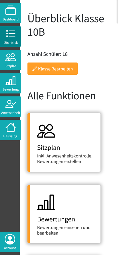 Preview der Clamana App (Tool für Lehrer)