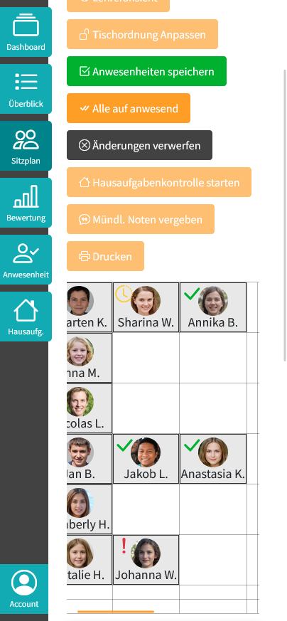 Preview der Clamana App (Tool für Lehrer)