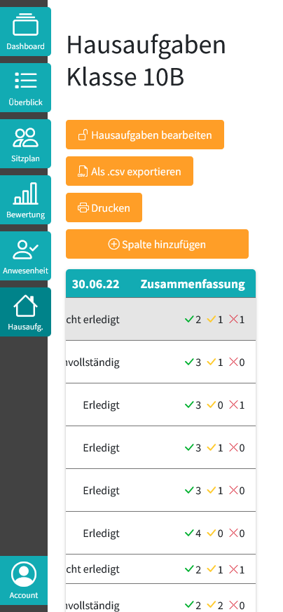 Preview der Clamana App (Tool für Lehrer)