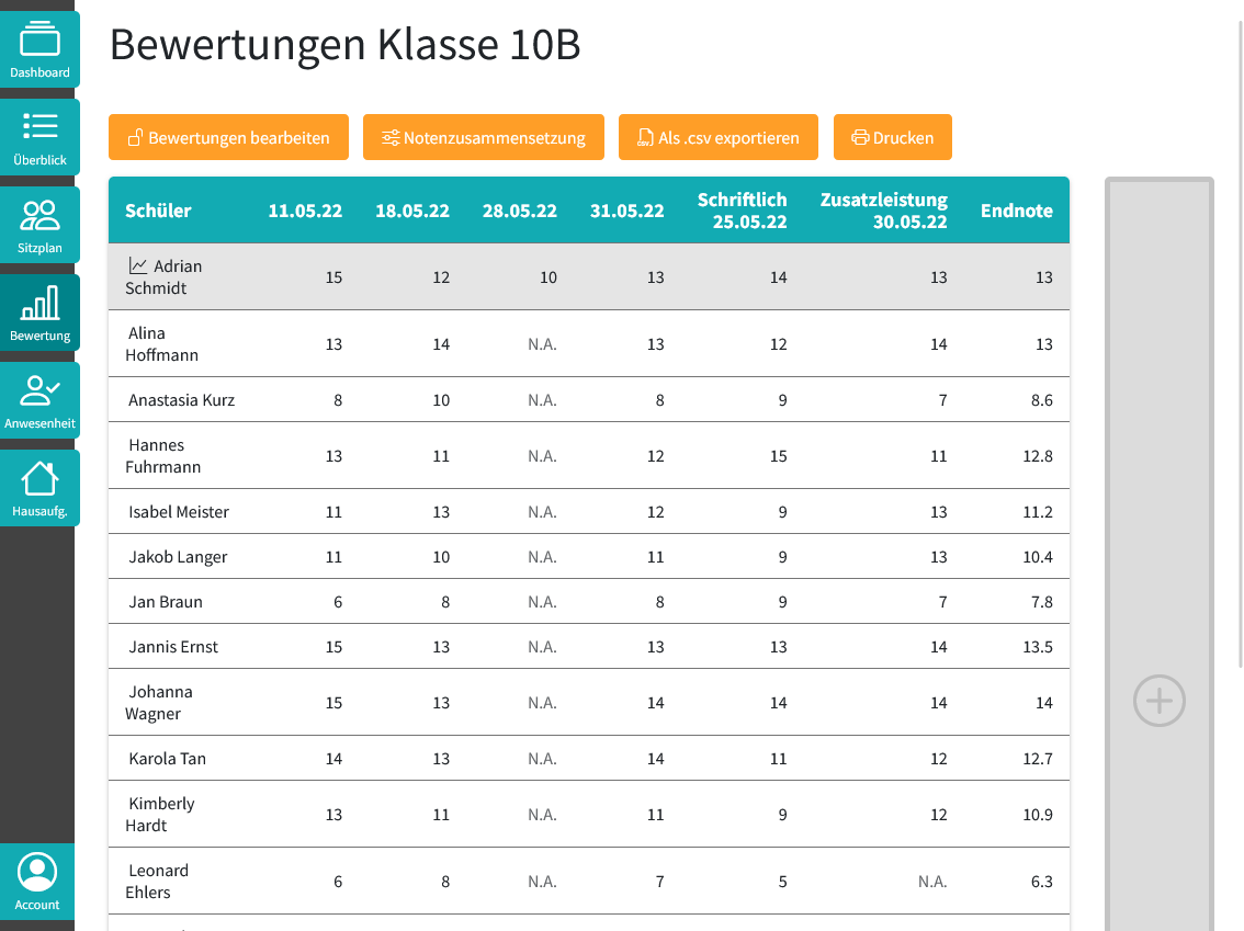 Preview der Clamana App (Tool für Lehrer)