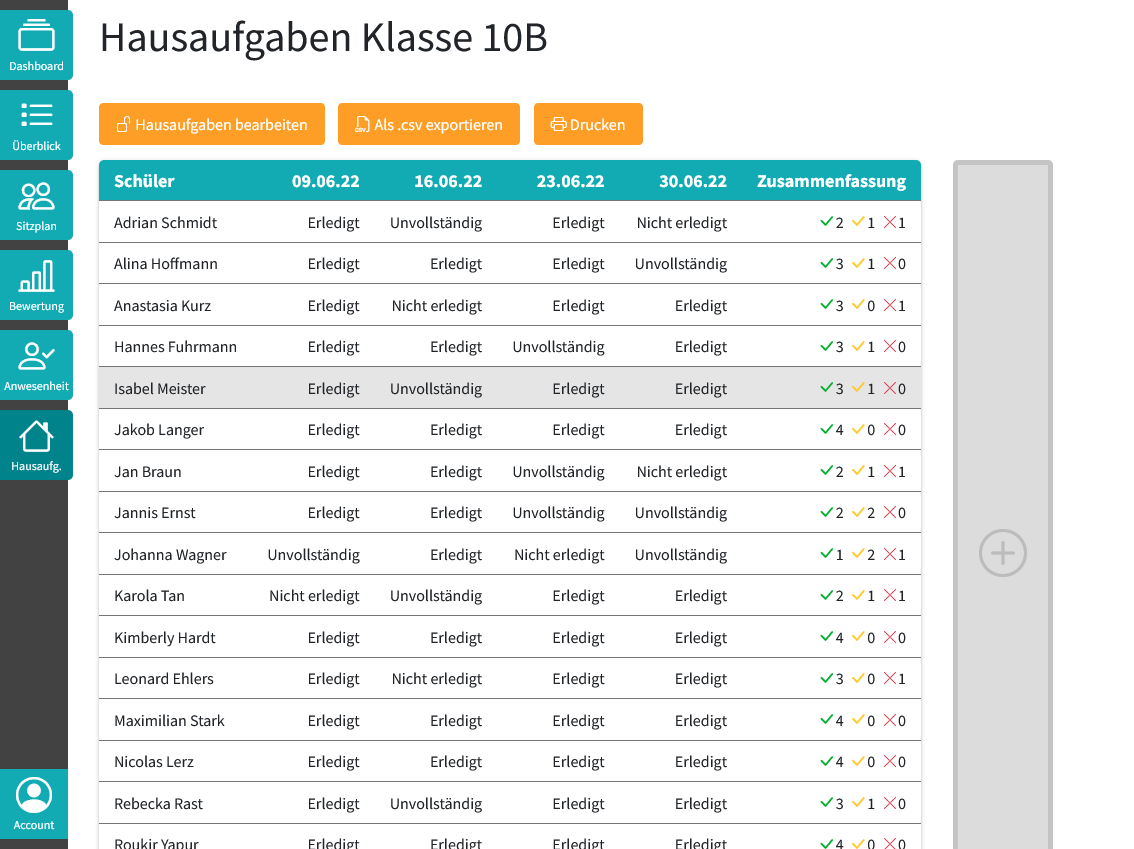 Preview der Clamana App (Tool für Lehrer)